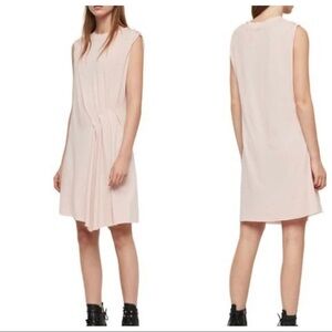 All Saints Pink Duma Pleated Shift Dress